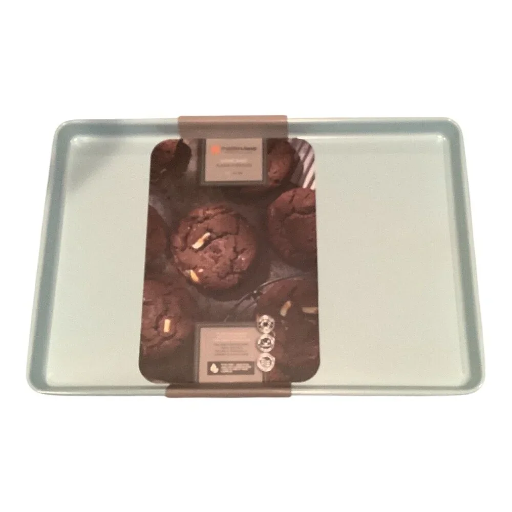 MasterClass Cookie Sheet Baking Tray Non-Stick Heavy Duty 17 In Aqua‎ Finish